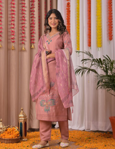 Dusty Rose Festive Kurta Set