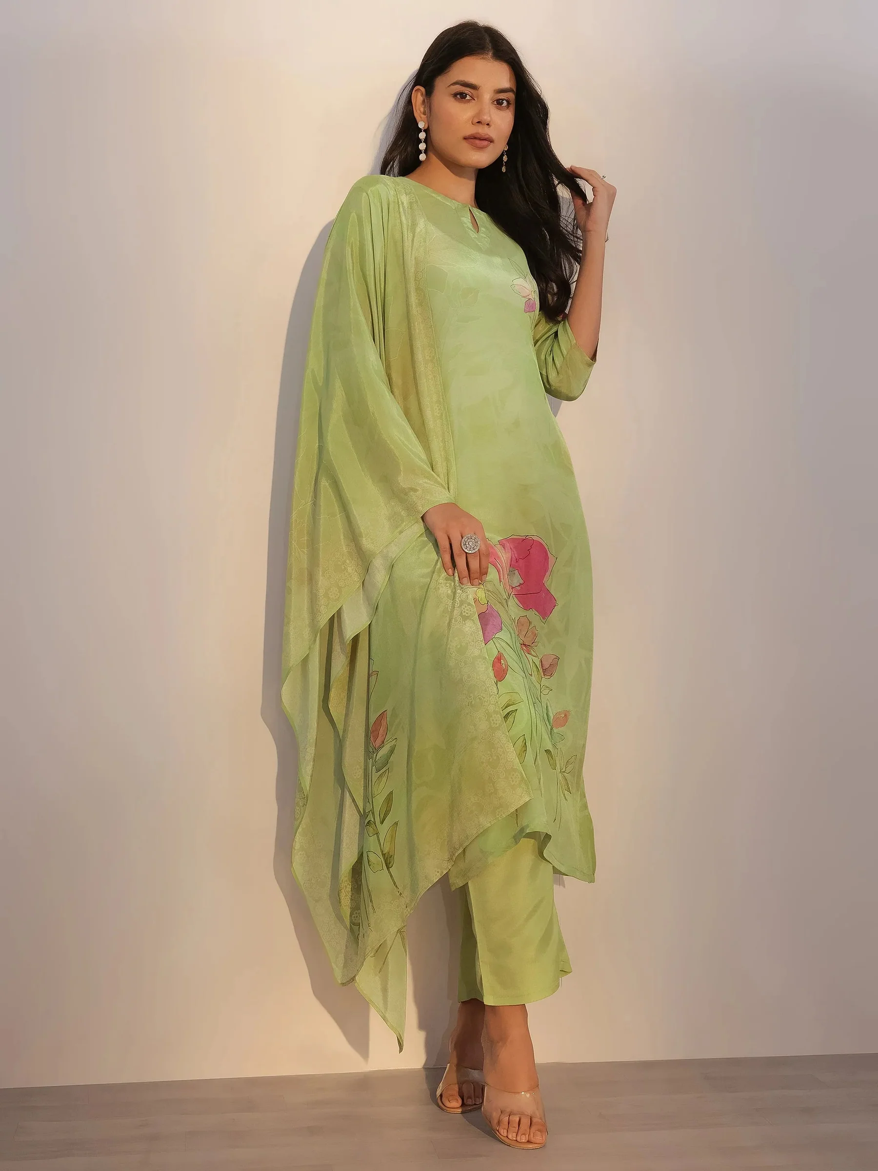 Pastel Green Floral Designer Suit Set